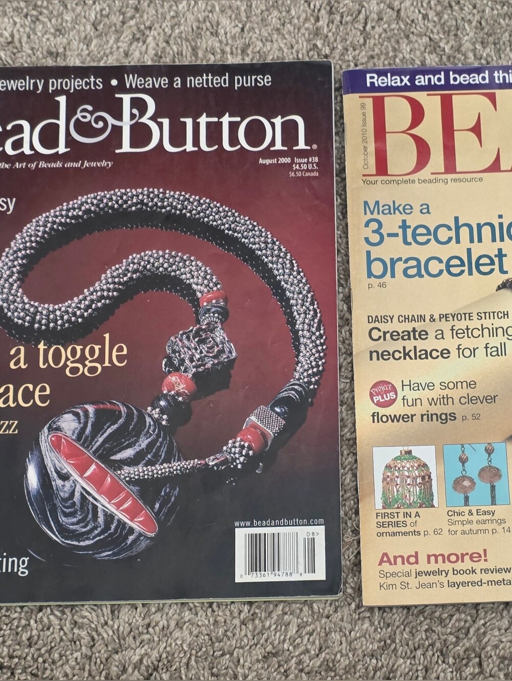 Set of two Bead & Button magazines. Great for beading inspiration and projects.